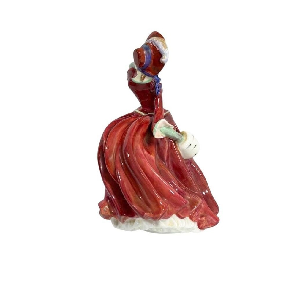 Royal Doulton AUTUMN BREEZES‎ Figurine HN1934 Red Dress Green Bonnet 8" Tall - Picture 5 of 11